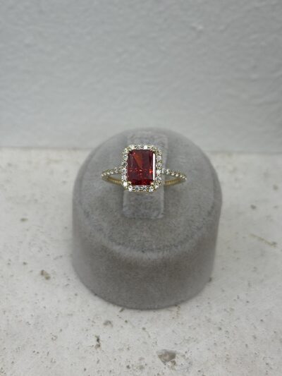 Baguette Feuerrot- Ring - 585er Gold - Juwelier Di-EL