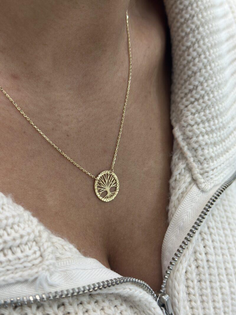 ''Lebensbaum Schlicht Dorika''-Kette mit Anhänger - 585er Gold - Juwelier Di-EL – Bild 4