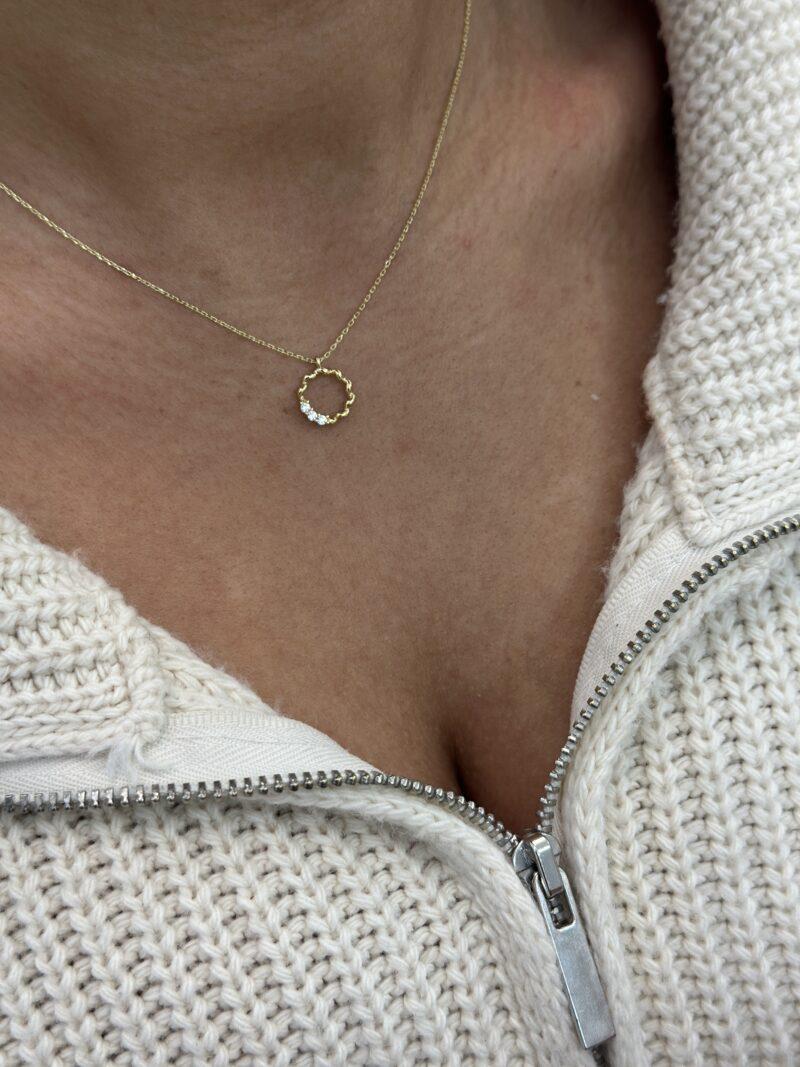 ''Gewellter Kreis''-Kette mit Anhänger - 585er Gold - Juwelier Di-EL – Bild 5