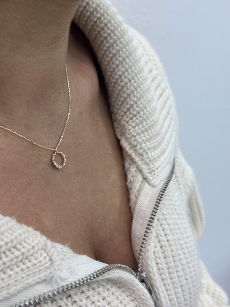 ''Gewellter Kreis''-Kette mit Anhänger - 585er Gold - Juwelier Di-EL – Bild 3