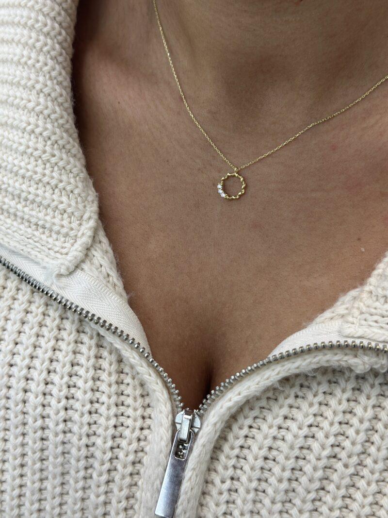 ''Gewellter Kreis''-Kette mit Anhänger - 585er Gold - Juwelier Di-EL