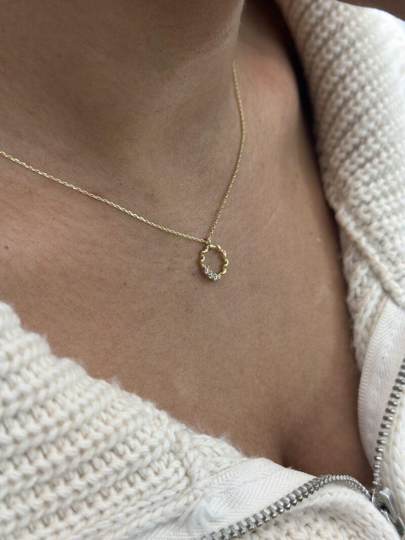 ''Gewellter Kreis''-Kette mit Anhänger - 585er Gold - Juwelier Di-EL – Bild 2