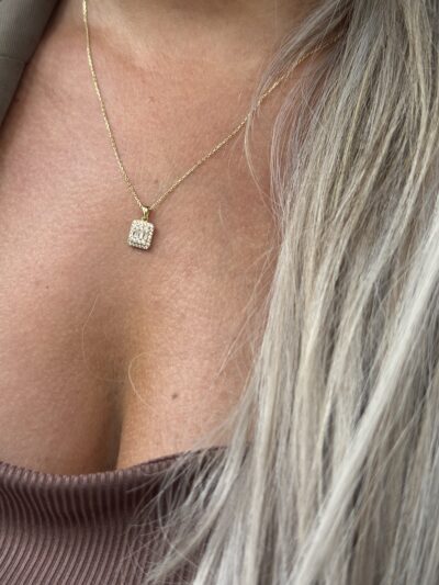 ''Baguette Viereck''-Kette mit Anhänger - 585er Gold - Juwelier Di-EL