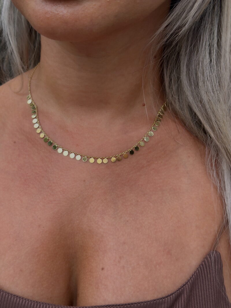 "Schimmernde Goldplättchen" - Kette mit Anhänger - 585er Gold - Juwelier Di-EL – Bild 2