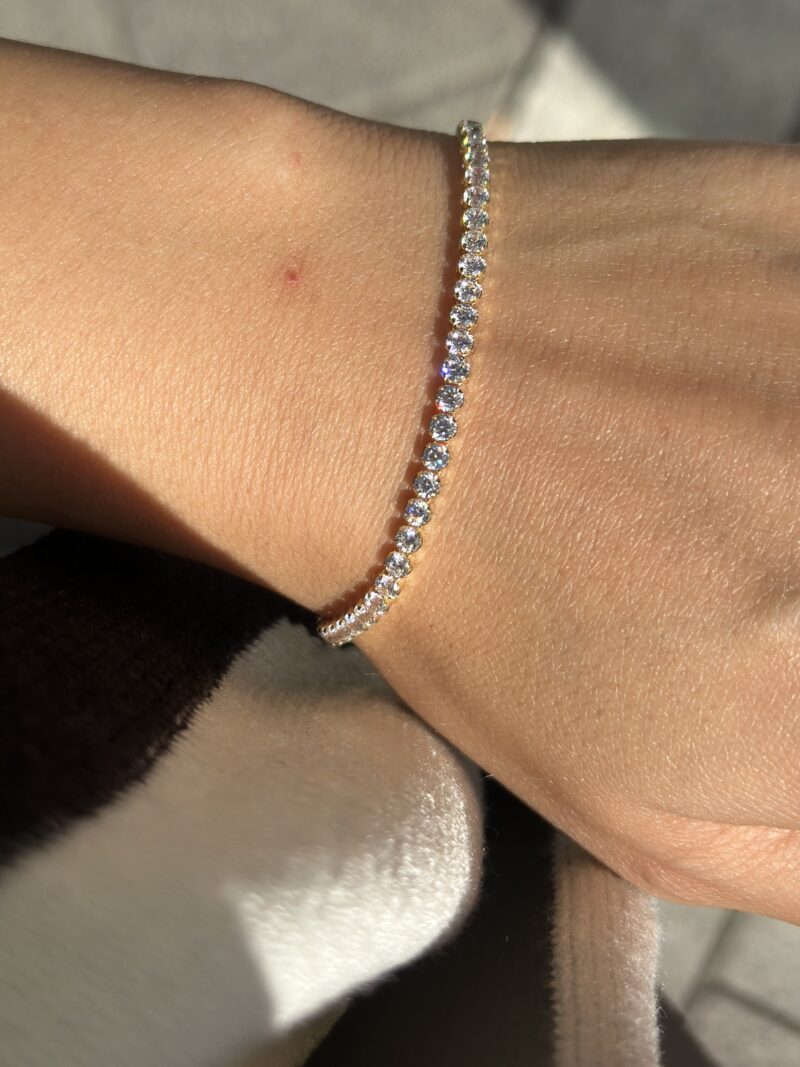 ''Tennis Weiss Medium''-Armband - 585er Gold - Juwelier Di-EL – Bild 3