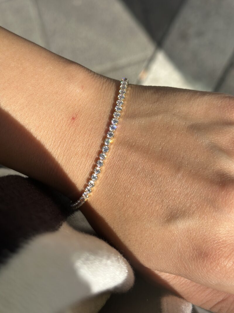 ''Tennis Weiss Medium''-Armband - 585er Gold - Juwelier Di-EL – Bild 2