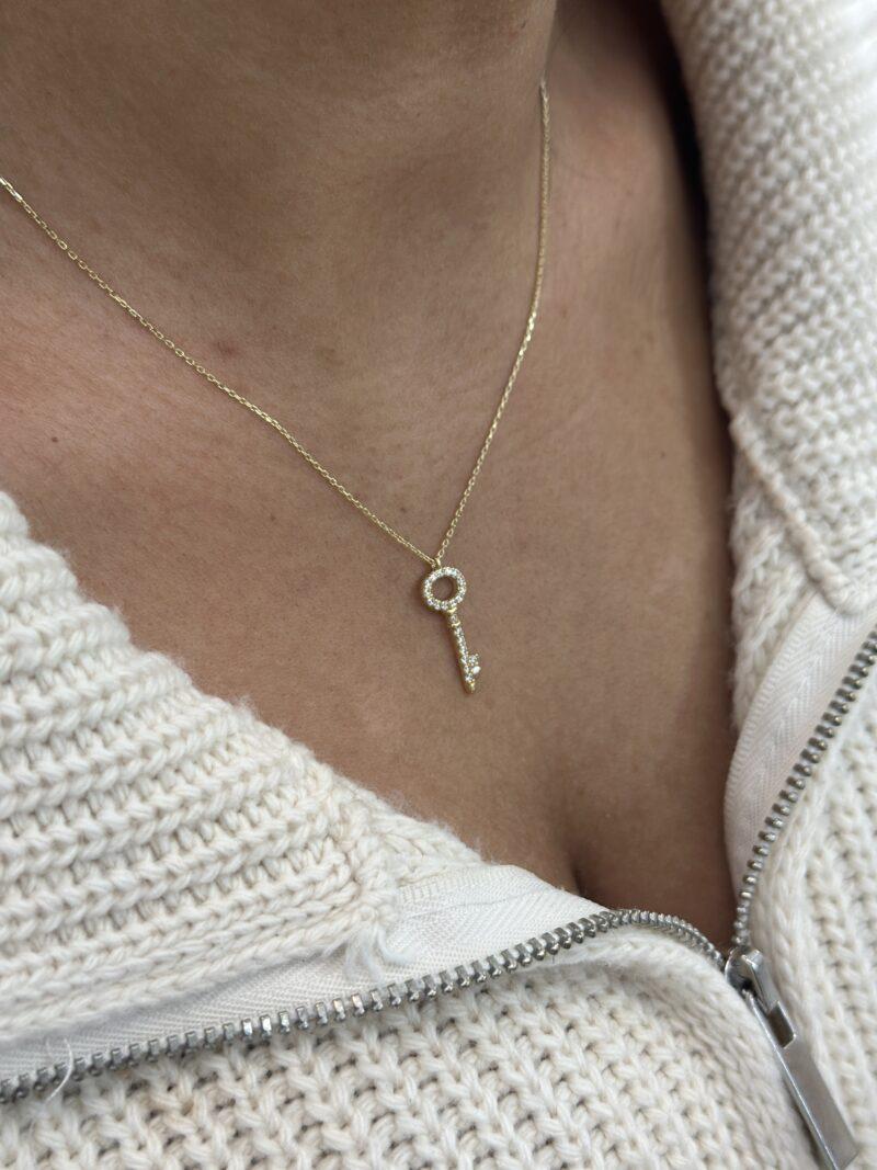 ''Schlüssel Zirkonia''-Kette mit Anhänger - 585er Gold - Juwelier Di-EL – Bild 2