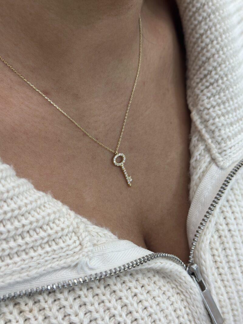 ''Schlüssel Zirkonia''-Kette mit Anhänger - 585er Gold - Juwelier Di-EL – Bild 3