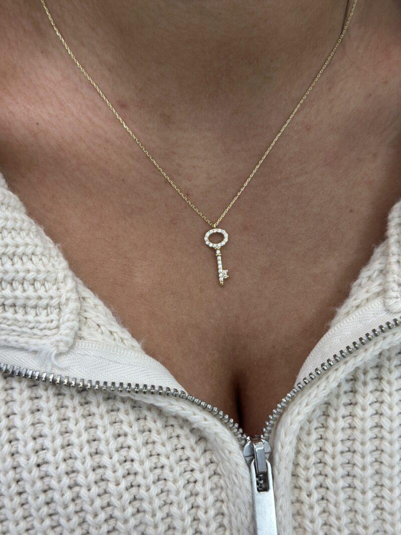 ''Schlüssel Zirkonia''-Kette mit Anhänger - 585er Gold - Juwelier Di-EL – Bild 4