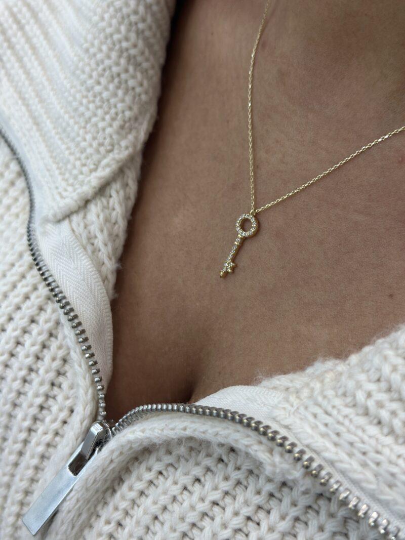 ''Schlüssel Zirkonia''-Kette mit Anhänger - 585er Gold - Juwelier Di-EL – Bild 5