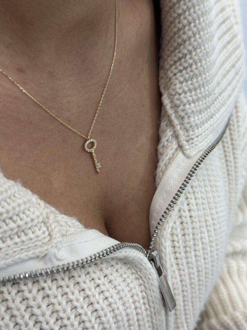 ''Schlüssel Zirkonia''-Kette mit Anhänger - 585er Gold - Juwelier Di-EL – Bild 6