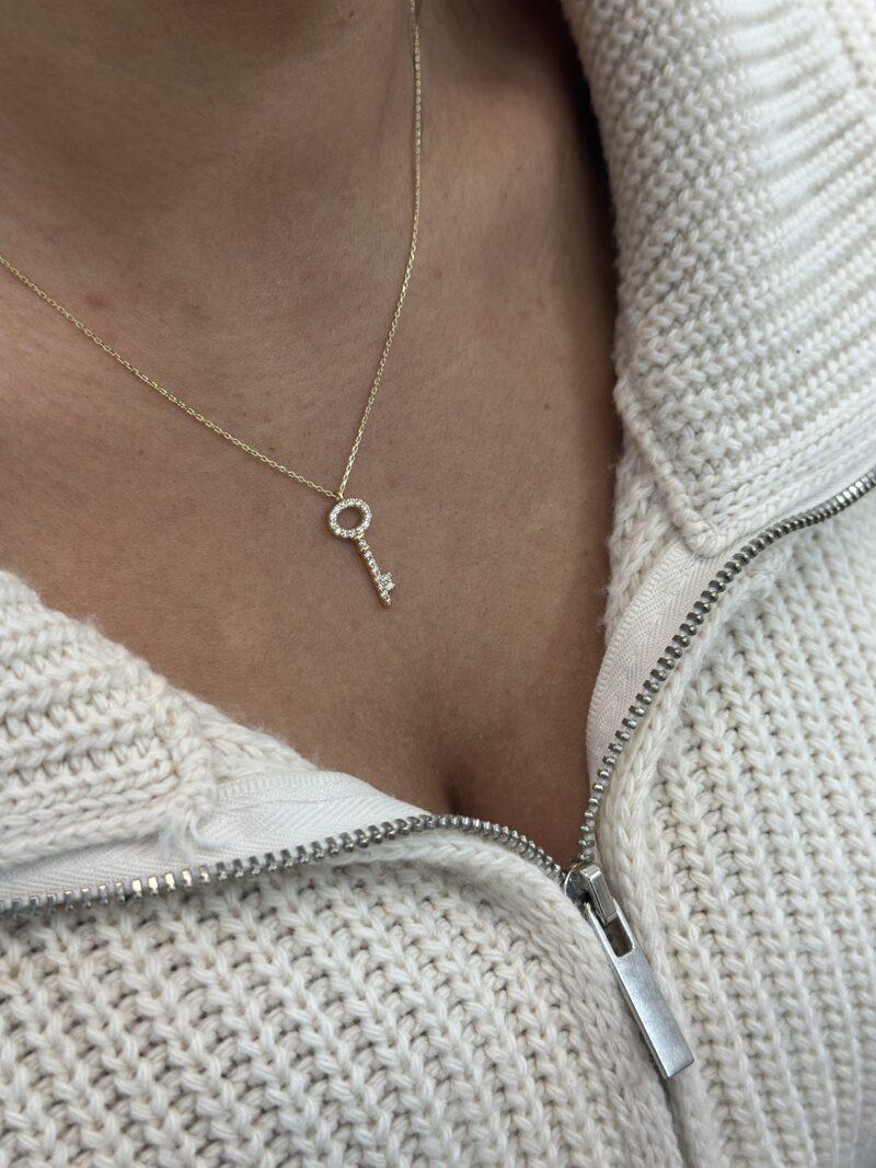 ''Schlüssel Zirkonia''-Kette mit Anhänger - 585er Gold - Juwelier Di-EL