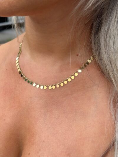 "Schimmernde Goldplättchen" - Kette mit Anhänger - 585er Gold - Juwelier Di-EL