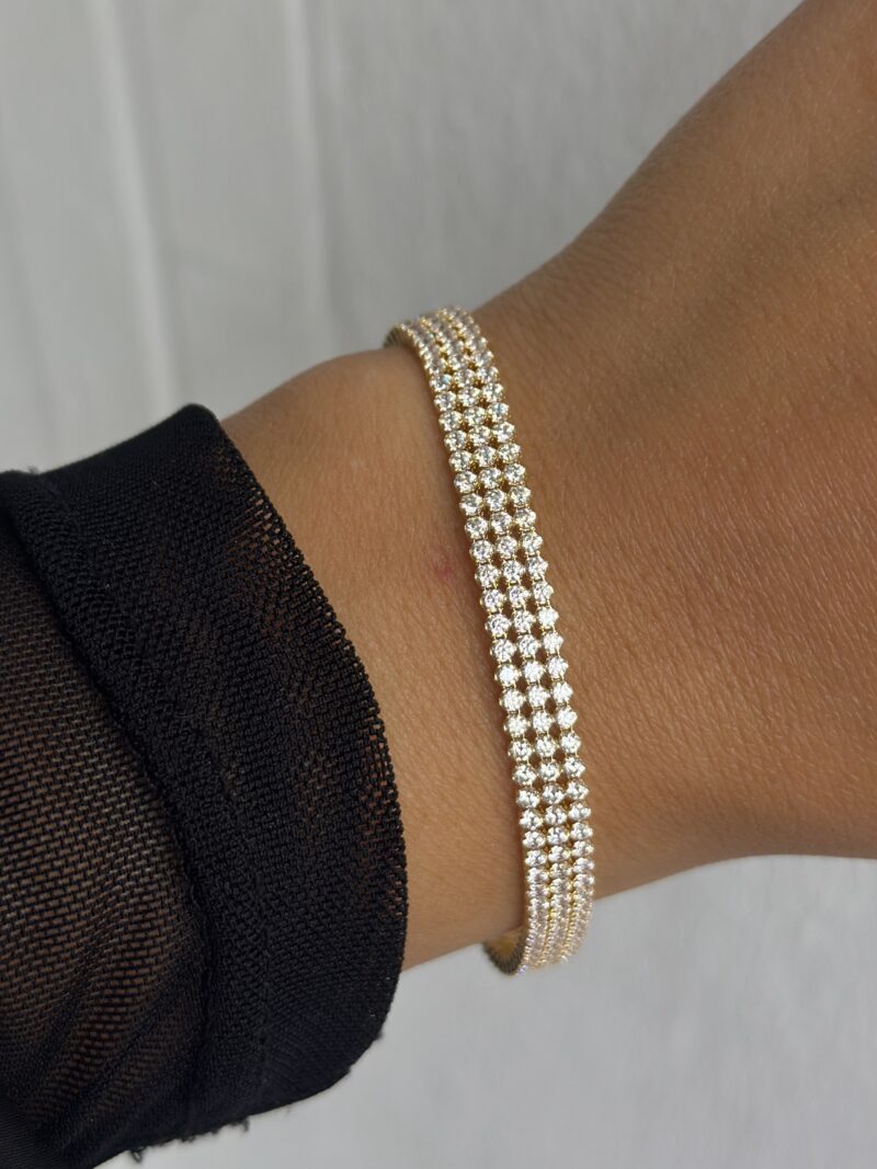 ''Dreireihiges Tennis''-Armband - 585er Gold - Juwelier Di-EL – Bild 4