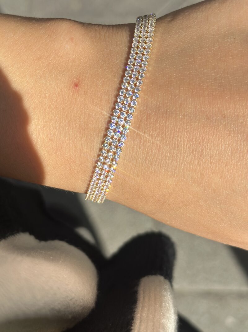 ''Dreireihiges Tennis''-Armband - 585er Gold - Juwelier Di-EL – Bild 2