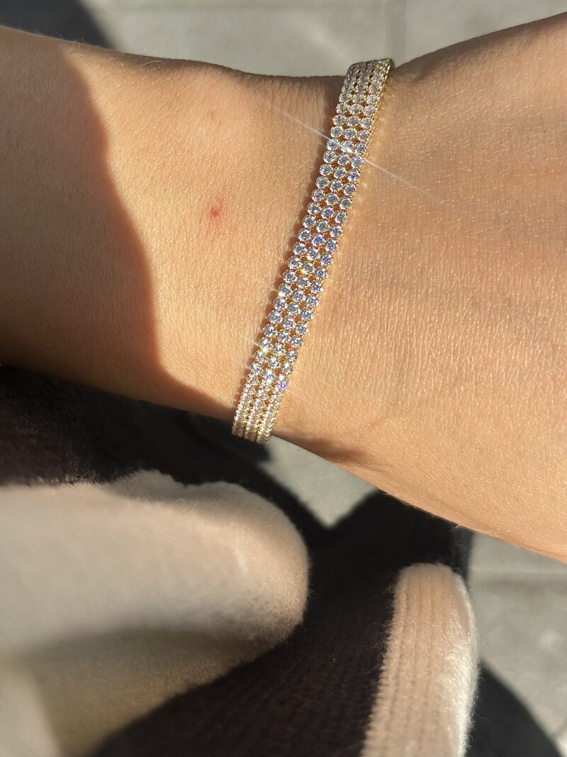 ''Dreireihiges Tennis''-Armband - 585er Gold - Juwelier Di-EL – Bild 3