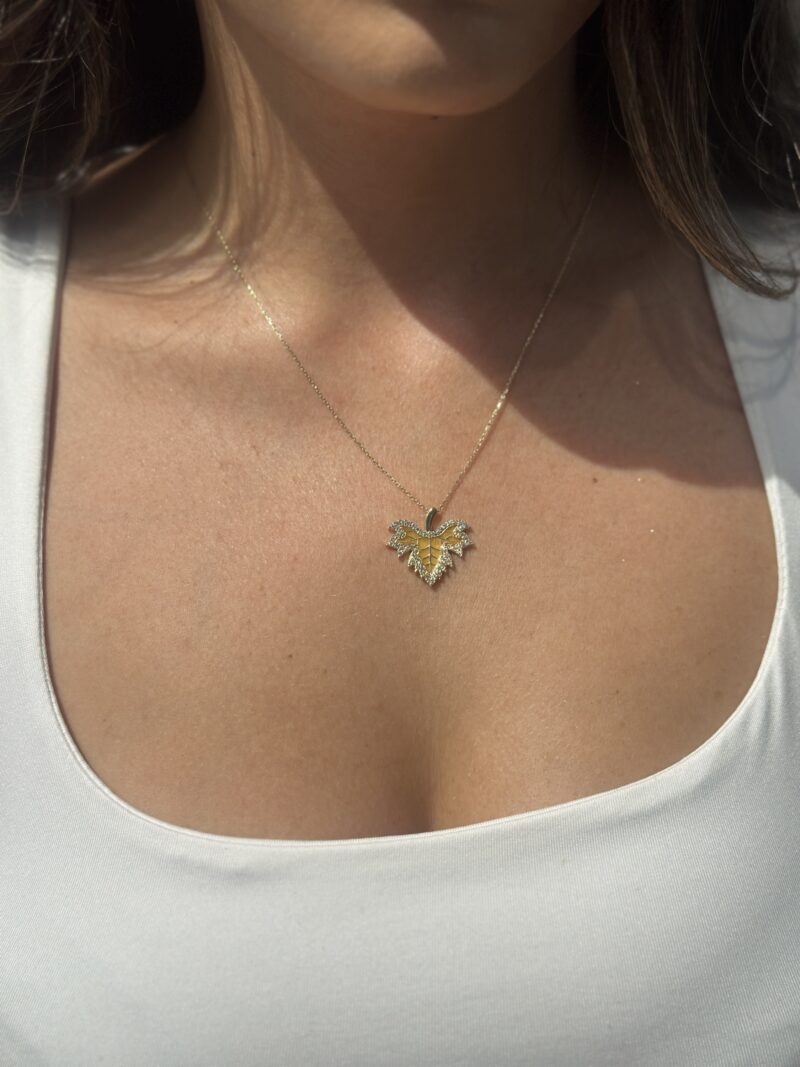 ''Herbstblatt''-Kette mit Anhänger - 585er Gold - Juwelier Di-EL – Bild 3