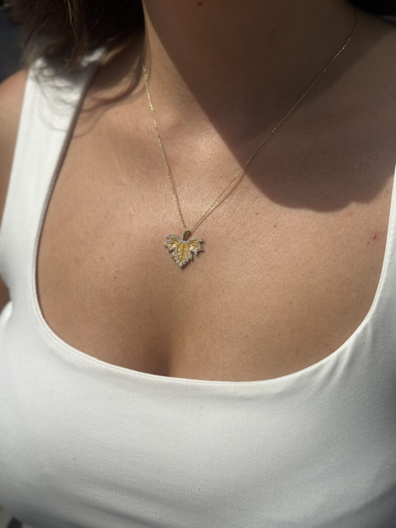 ''Herbstblatt''-Kette mit Anhänger - 585er Gold - Juwelier Di-EL – Bild 4
