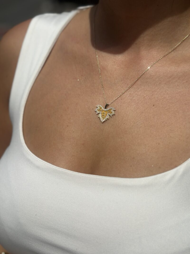 ''Herbstblatt''-Kette mit Anhänger - 585er Gold - Juwelier Di-EL