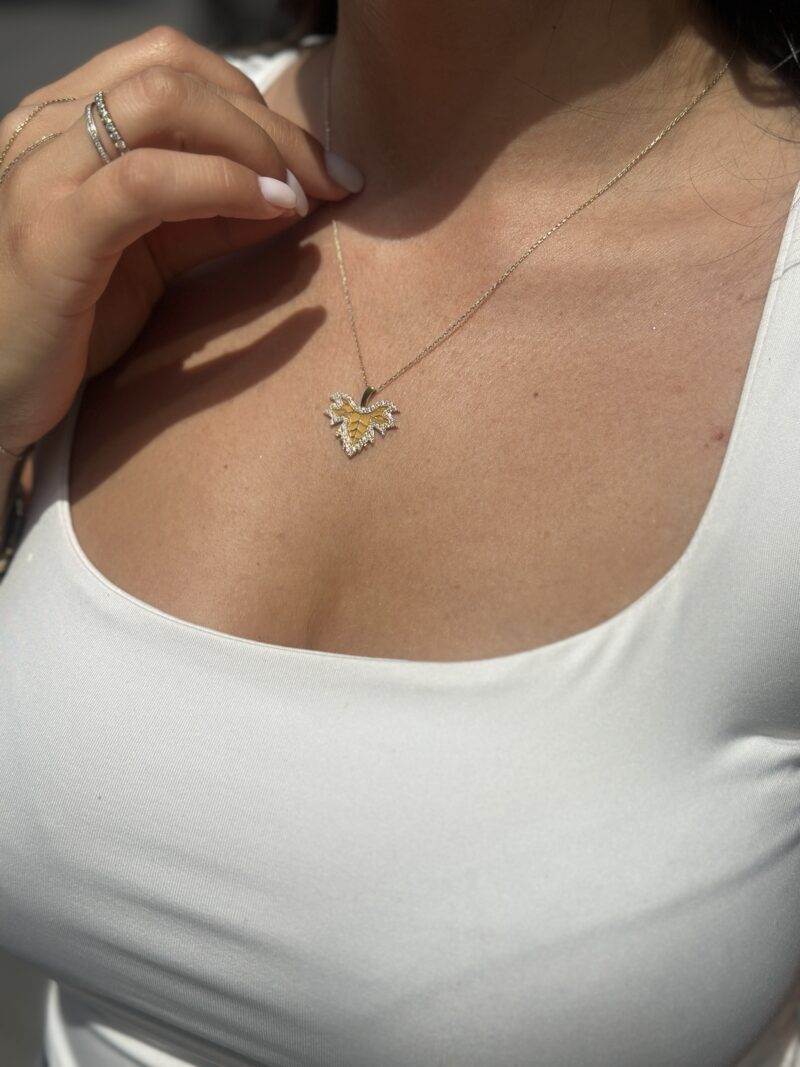 ''Herbstblatt''-Kette mit Anhänger - 585er Gold - Juwelier Di-EL – Bild 2