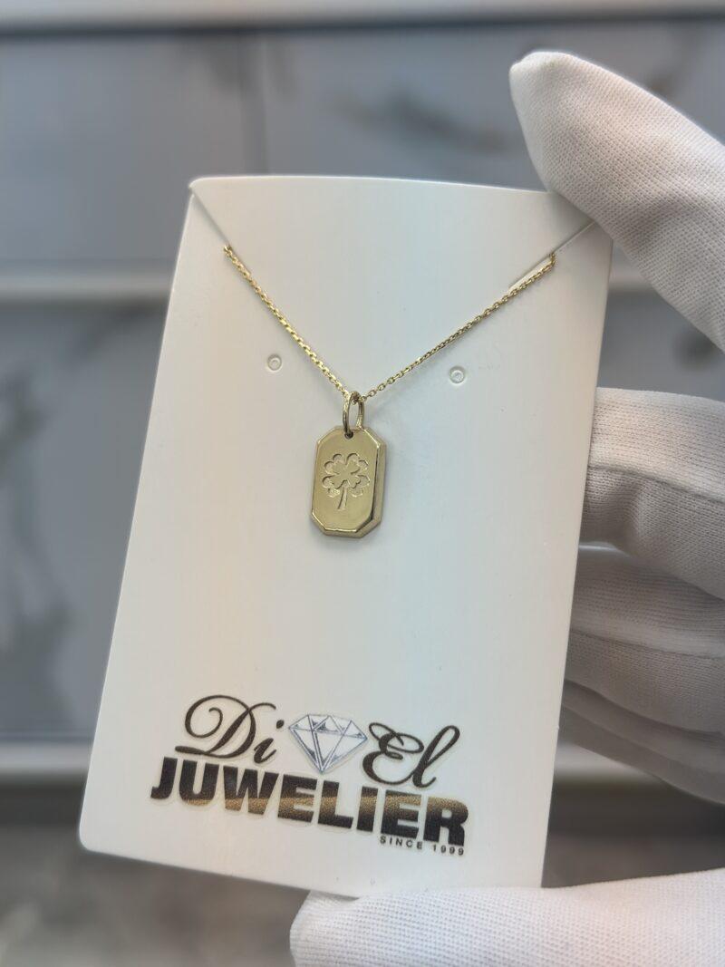 ''Kleeblatt Platte''-Kette mit Anhänger - 585er Gold - Juwelier Di-EL – Bild 10