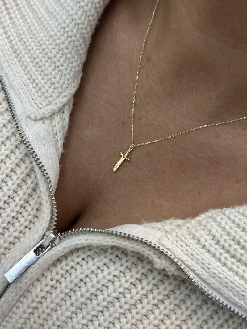 Schwert König-Kette mit Anhänger 585er Gold - Juwelier Di-EL