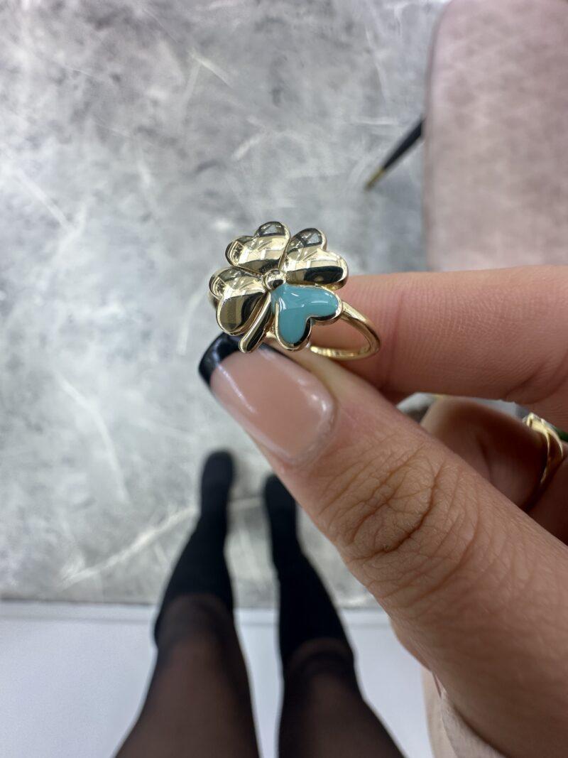''Kleeblatt Turkis''-Ring - 585er Gold - Juwelier Di-EL – Bild 2