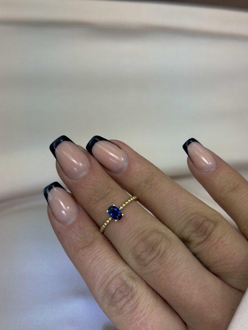 Ovaler blauer Stein-Ring - 585er Gold - Juwelier Di-EL