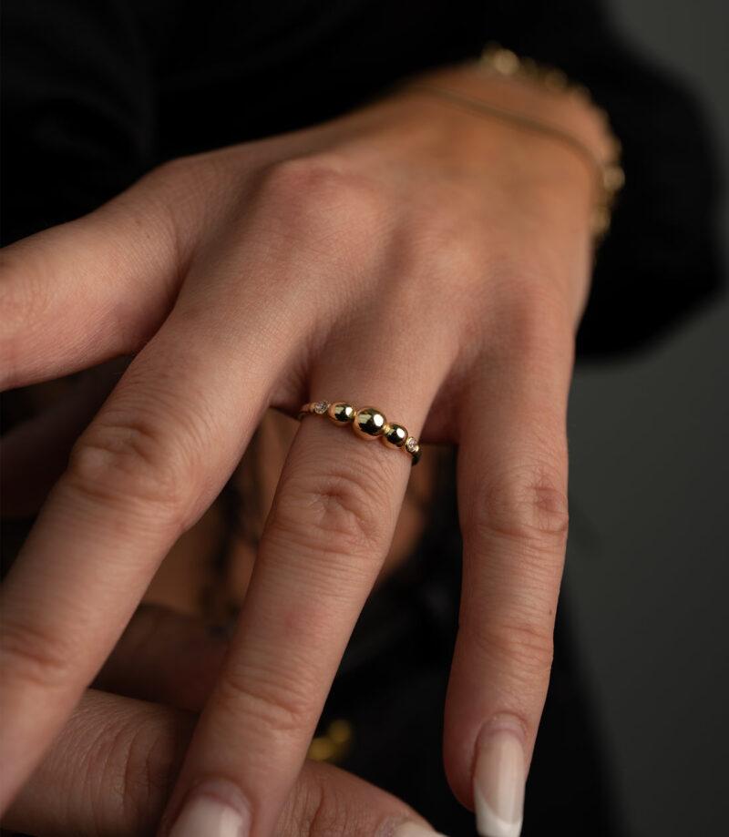 ''Kugel mit Zirkonia''-Ring - 585e Gold - Juwelier Di-EL – Bild 2