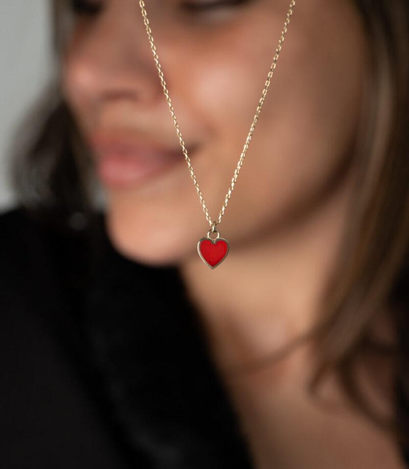 Rotes Herz -Kette mit Anhänger 585er Gold - Juwelier Di-EL – Bild 4