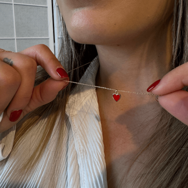 Rotes Herz -Kette mit Anhänger 585er Gold - Juwelier Di-EL