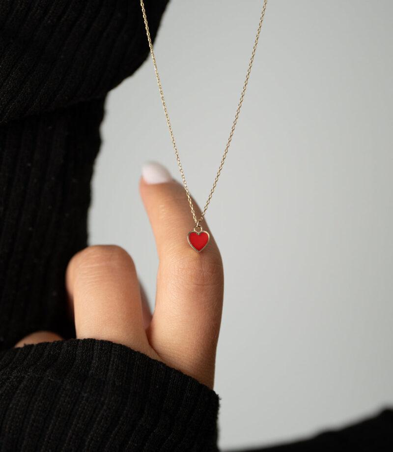 Rotes Herz -Kette mit Anhänger 585er Gold - Juwelier Di-EL – Bild 2