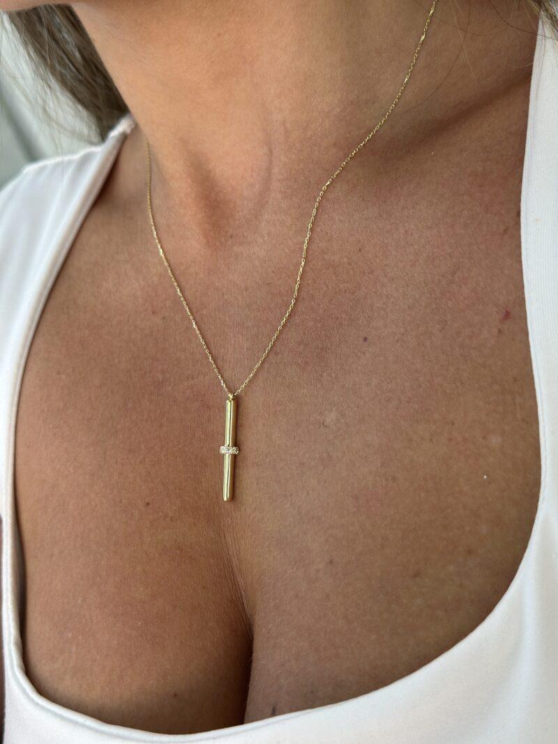 Stab Elegant -Kette mit Anhänger 585er Gold - Juwelier Di-EL – Bild 4
