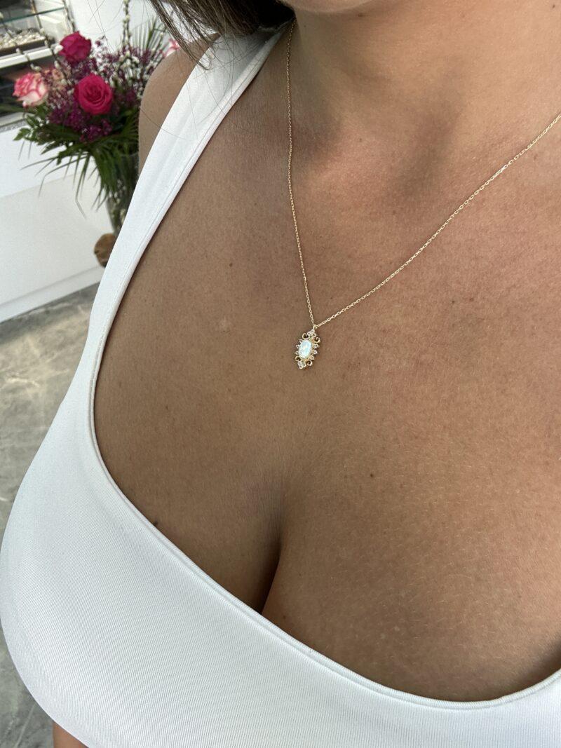 Antik Opalit -Kette mit Anhänger 585er Gold - Juwelier Di-EL – Bild 2