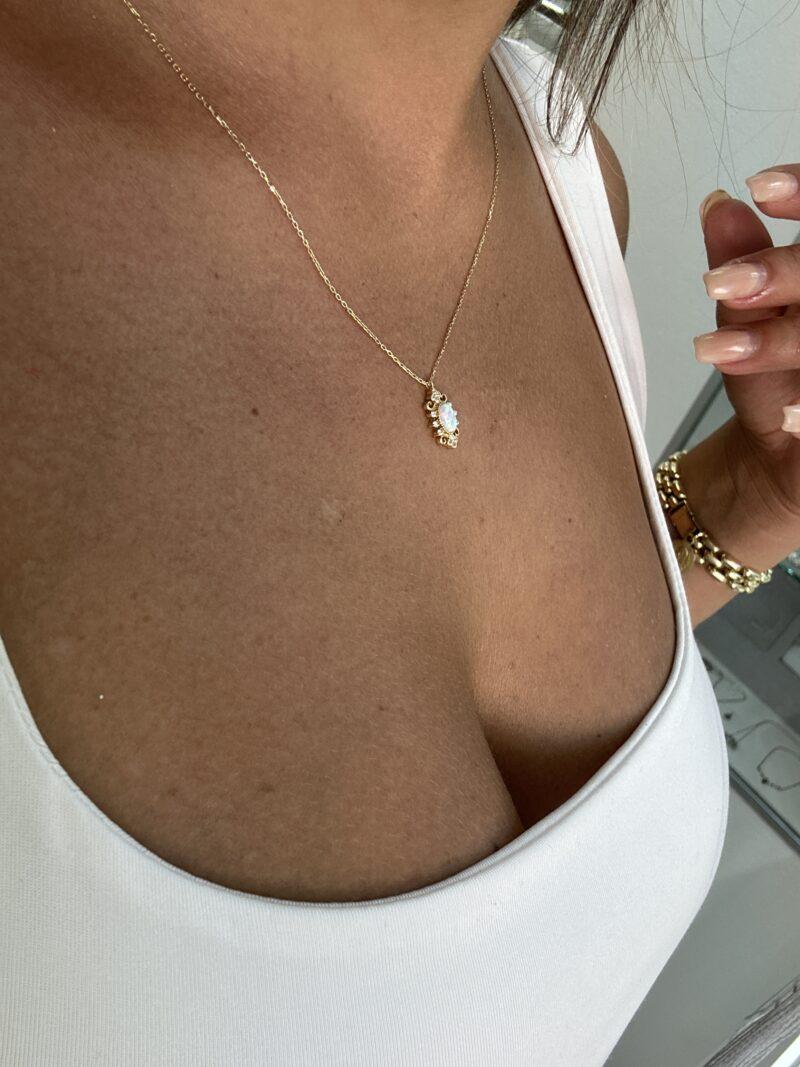 Antik Opalit -Kette mit Anhänger 585er Gold - Juwelier Di-EL – Bild 4