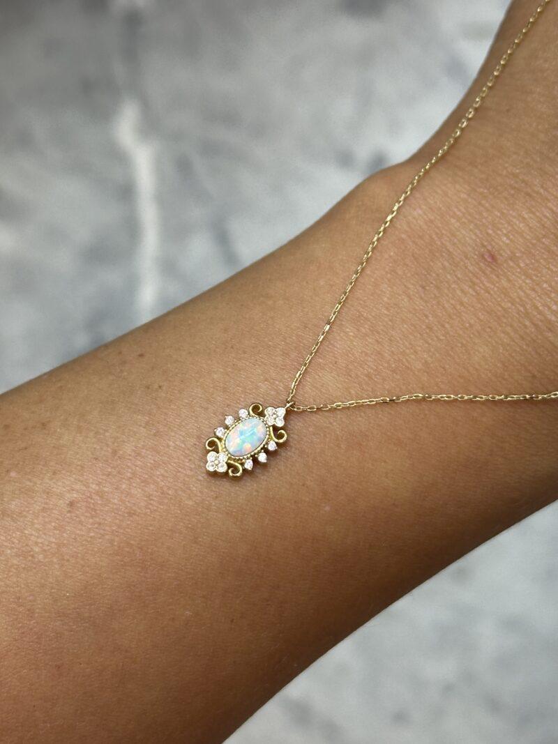 Antik Opalit -Kette mit Anhänger 585er Gold - Juwelier Di-EL – Bild 3