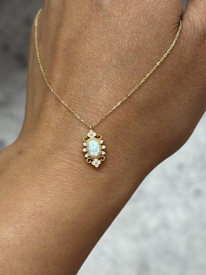 Antik Opalit -Kette mit Anhänger 585er Gold - Juwelier Di-EL – Bild 5