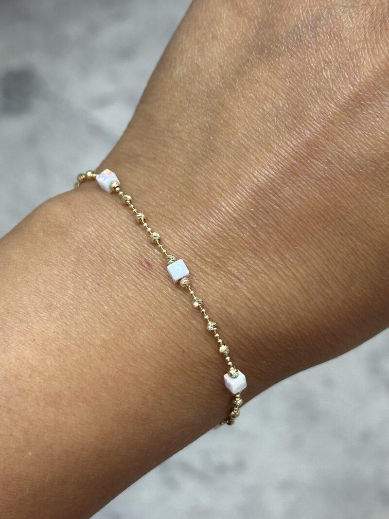 ''Dorika Opalit Weiß''-Armband - 585er Gold - Juwelier Di-EL – Bild 2