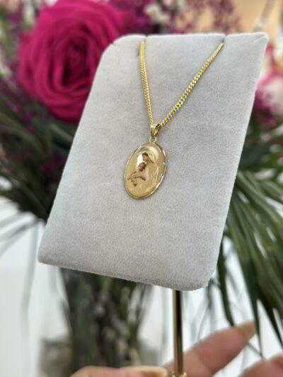 Maria Jesus Kind Oval -Kette mit Anhänger 585er Gold - Juwelier Di-EL