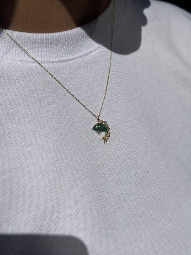 Guppy Fisch Grün-Kette mit Anhänger 585er Gold - Juwelier Di-EL – Bild 2