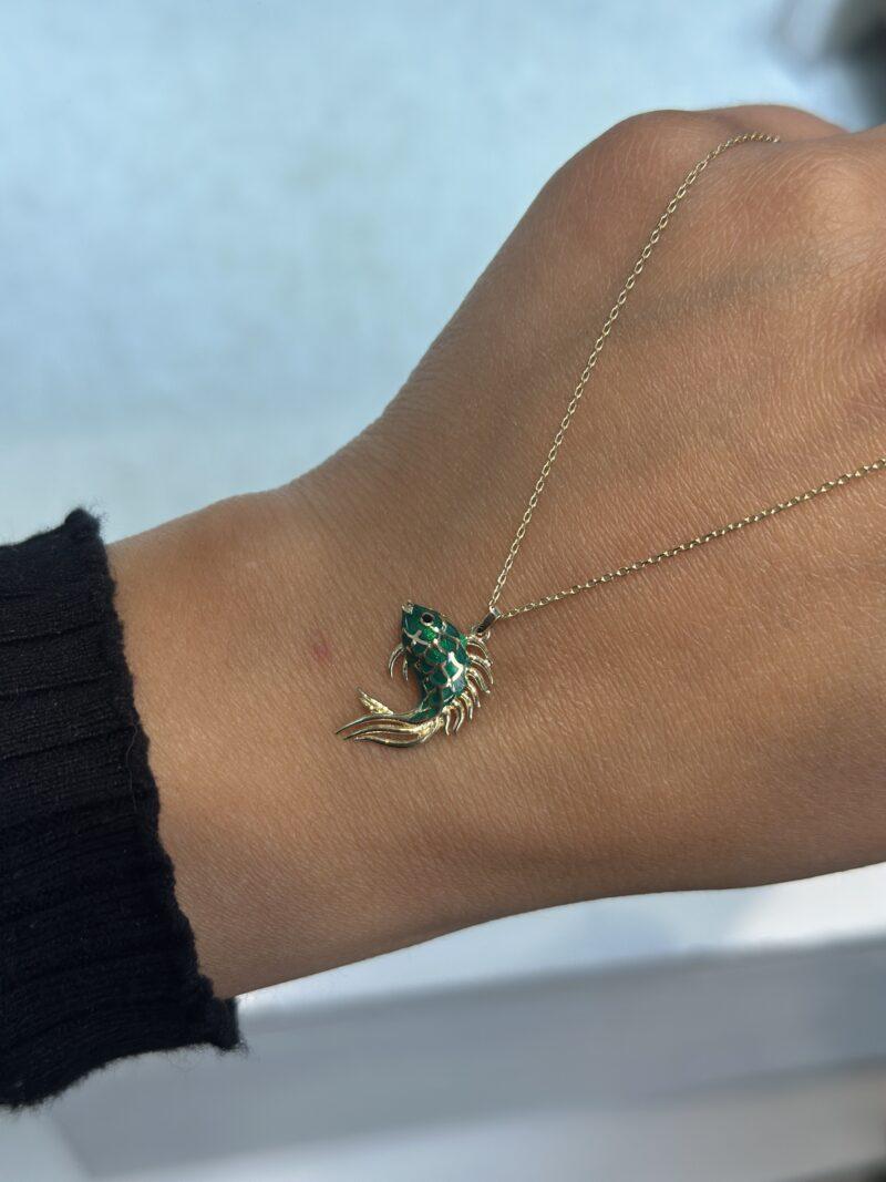 Guppy Fisch Grün-Kette mit Anhänger 585er Gold - Juwelier Di-EL – Bild 3