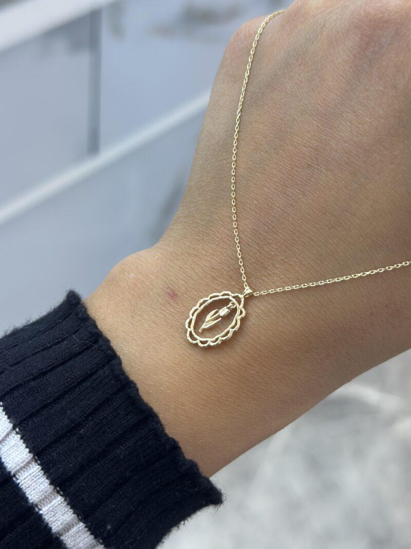 Rosen Rahmen -Kette mit Anhänger 585er Gold - Juwelier Di-EL – Bild 3