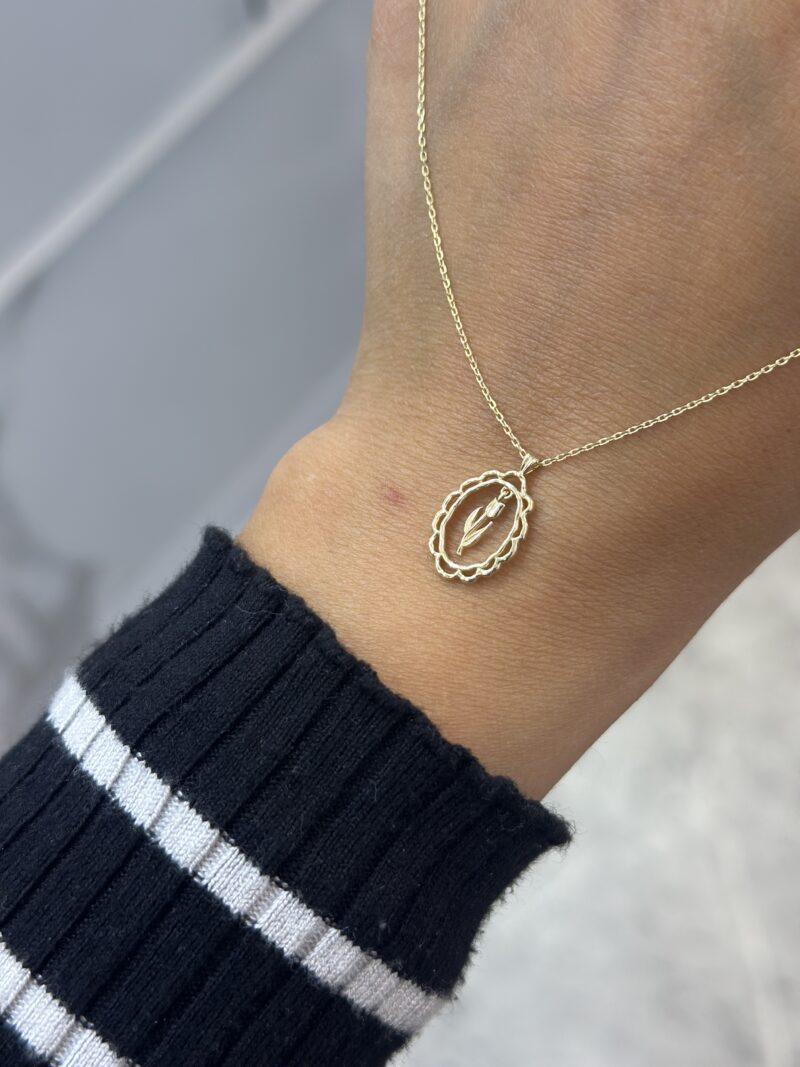 Rosen Rahmen -Kette mit Anhänger 585er Gold - Juwelier Di-EL – Bild 4
