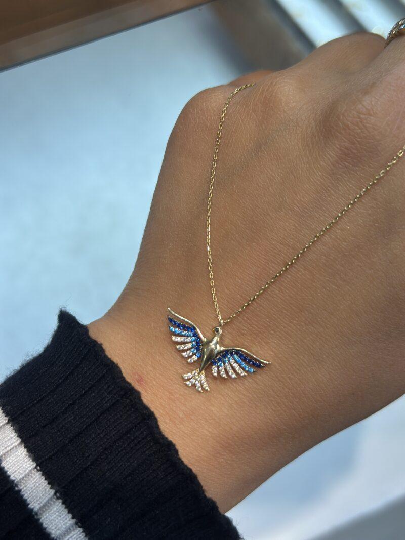Blauer Phönix-Kette mit Anhänger 585er Gold - Juwelier Di-EL – Bild 2