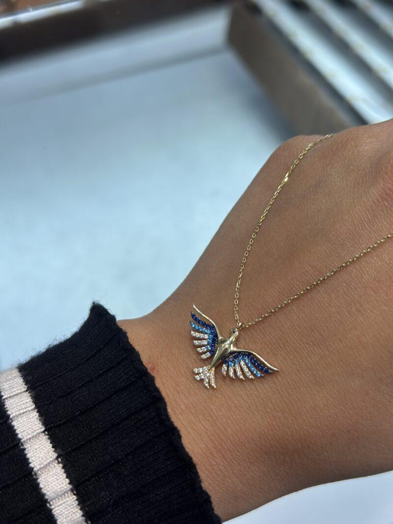 Blauer Phönix-Kette mit Anhänger 585er Gold - Juwelier Di-EL – Bild 3