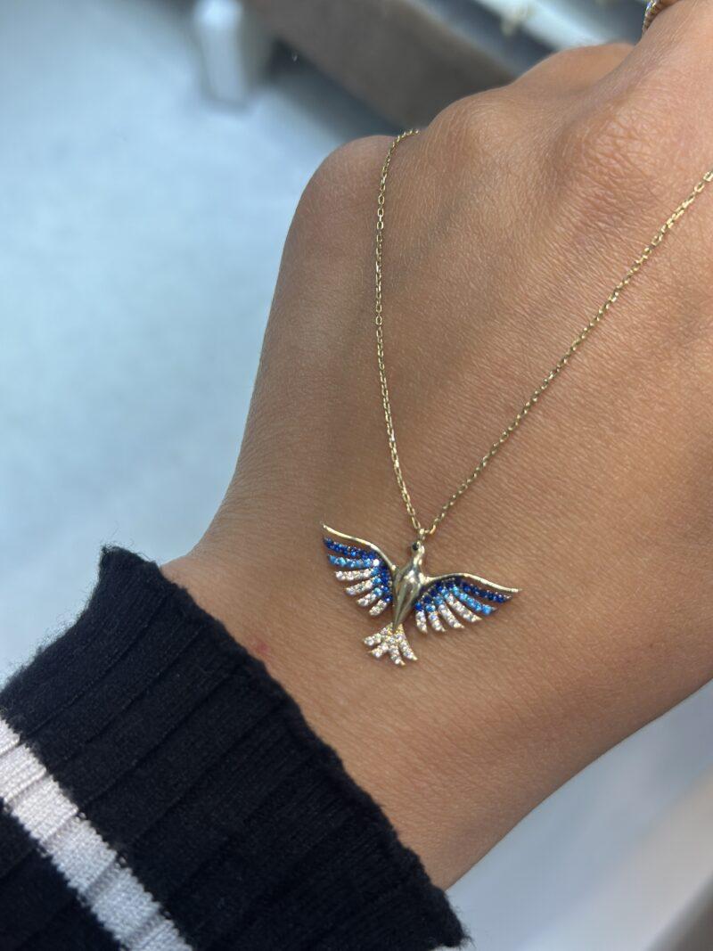 Blauer Phönix-Kette mit Anhänger 585er Gold - Juwelier Di-EL – Bild 4