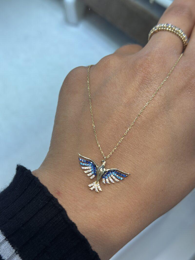 Blauer Phönix-Kette mit Anhänger 585er Gold - Juwelier Di-EL – Bild 5