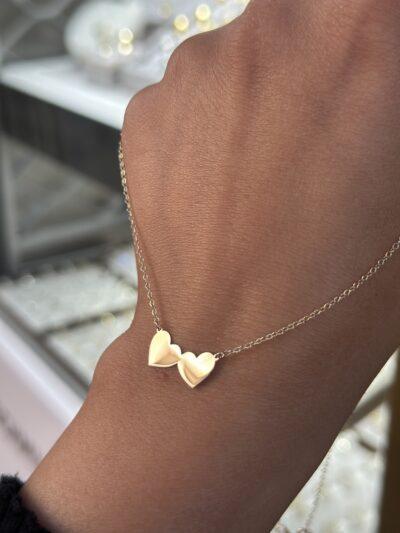Zwei Herzen Duo d'Amour-Kette mit Anhänger - 585er Gold - Juwelier Di-EL