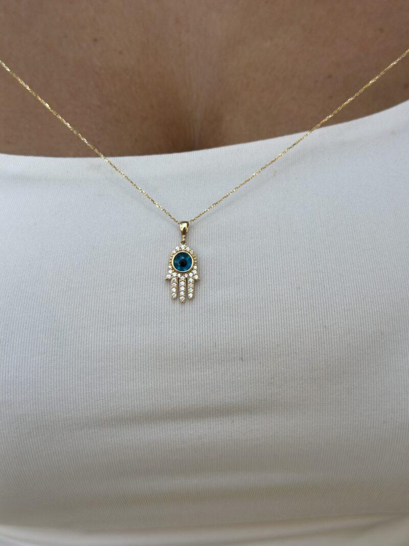 Fatimas Hand mit Nazar-Kette mit Anhänger - 585er Gold - Juwelier Di-EL – Bild 5