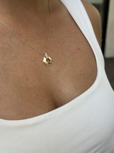 Hexagon - Kette mit Anhänger - 585er Gold - Juwelier Di-EL